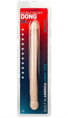 Double Header 18 Inches Smooth White Doc Johnson Dildos