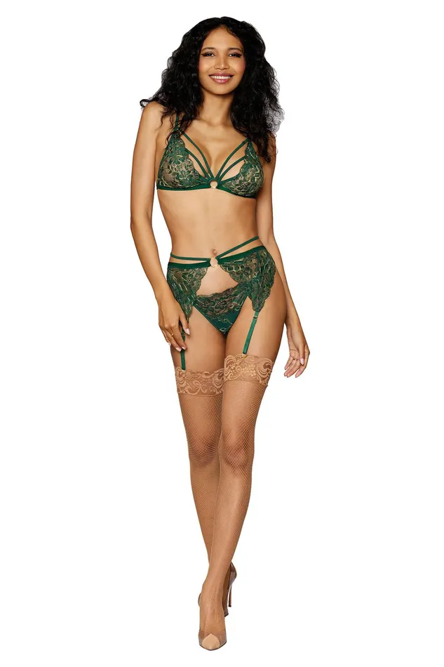 Dreamgirl Bralette With Garter Belt and GString One Size Evergreen Male Sex Toys Dreamgirl Bralette With Garter Belt and GString One Size Evergreen Male Sex Toys