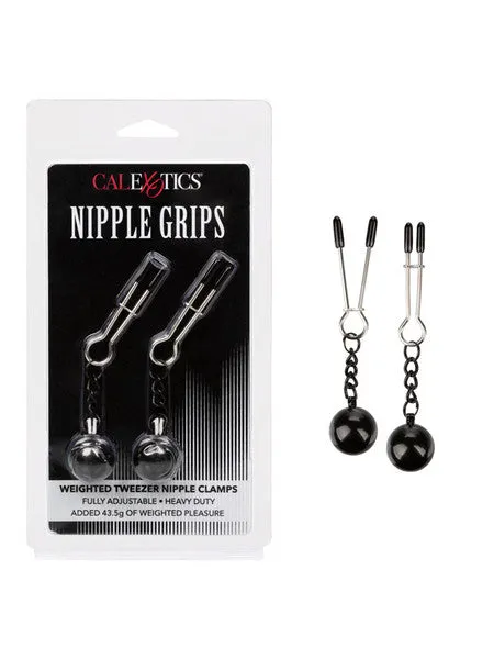 Female Sex Toys CalExotics Nipple Grips Weighted Tweezer Nipple Clamps