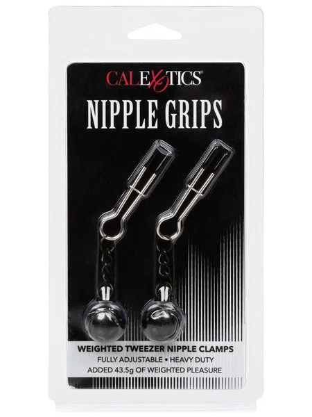 Female Sex Toys CalExotics Nipple Grips Weighted Tweezer Nipple Clamps