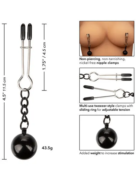 Female Sex Toys CalExotics Nipple Grips Weighted Tweezer Nipple Clamps
