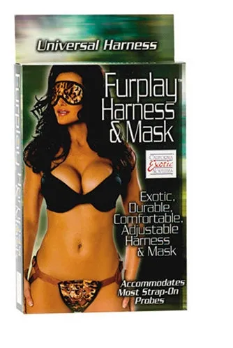 Female Sex Toys Furplay Harness and Mask Brown Tiger LuvMyToyz