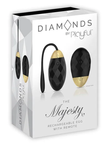 Female Sex Toys Playful Diamonds The Majesty Rechargeable Egg with Remote Blk
