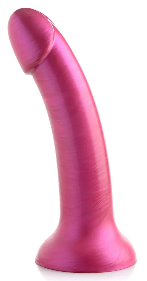 GTastic 7 Inch Metallic Silicone Dildo Pink XR Brands Strap U Dildos
