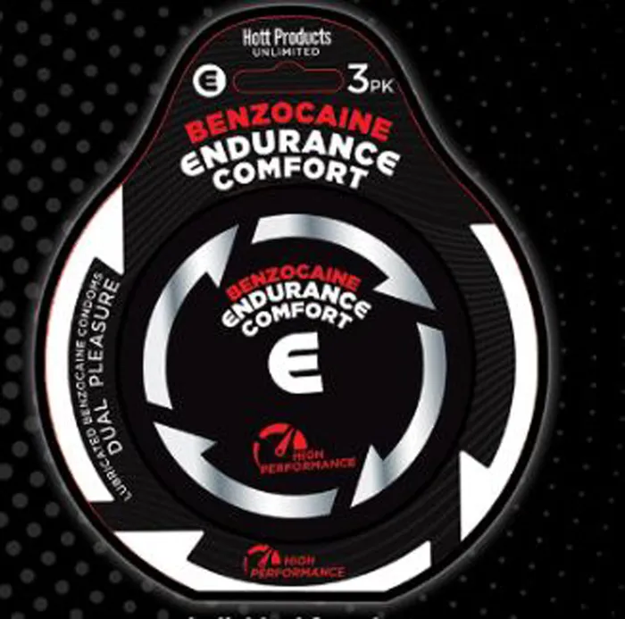 Hott Products Vibrators Endurance Comfort Benzocaine Condoms 3 Pk