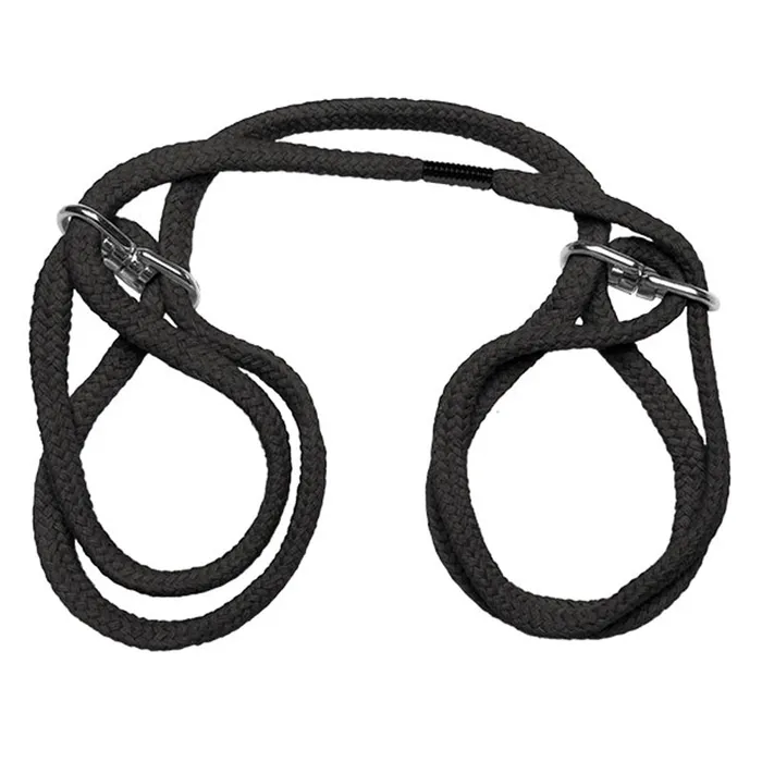 Japanese Style Bondage Cotton Wrist or Ankle Cotton Cuffs Black Doc Johnson Restraints