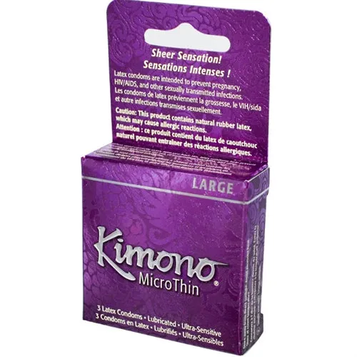 Kimono Microthin Large 3 Pack Kimono Condoms Male Sex Toys