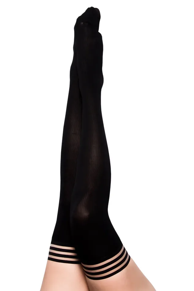 Kixies Anal Dana Lynn Ribbed Thigh High Size B Black