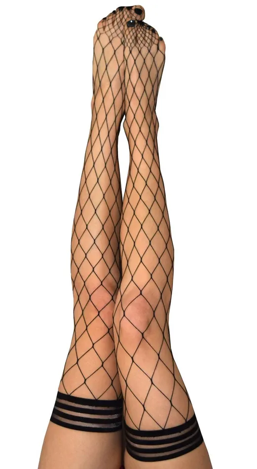Kixies Anal Michelle Fishnet Thigh High Size C Black
