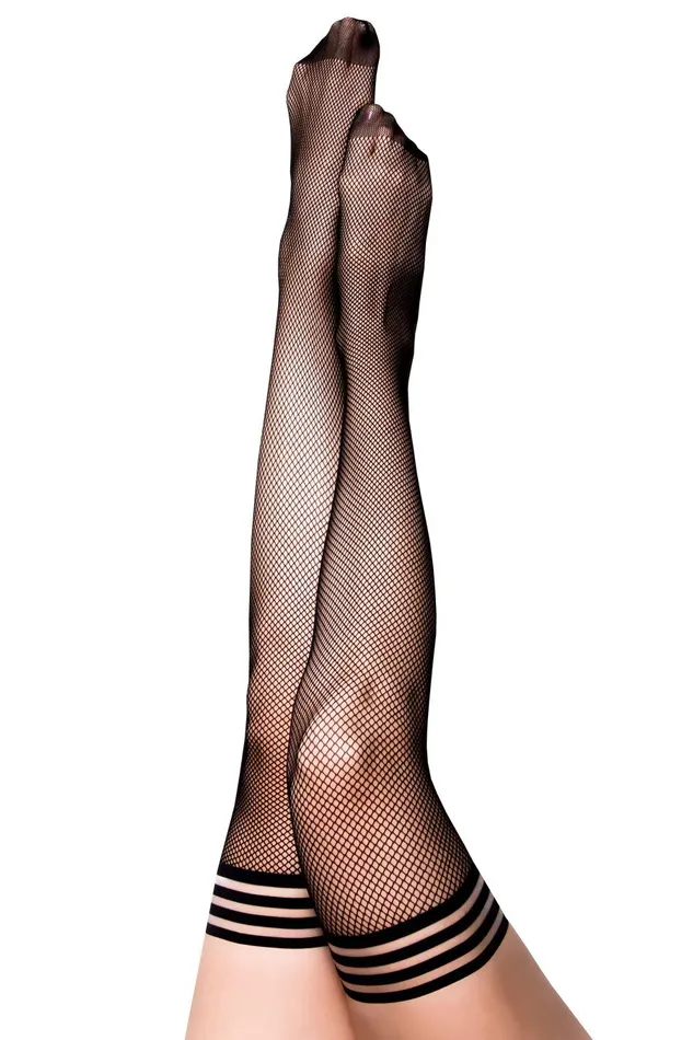 Kixies Anal Sam Fishnet Thigh High Size C Black