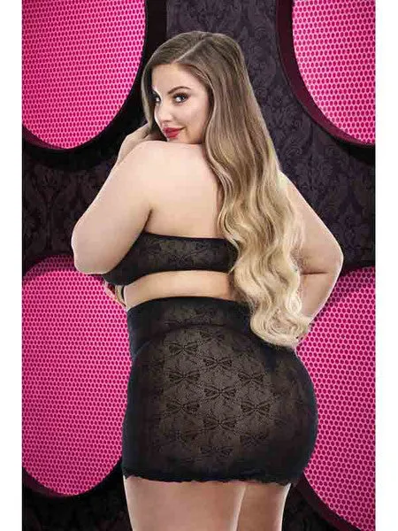 Lapdance Lingerie Anal Jacquard Crop Top and Skirt Set LC70BKX