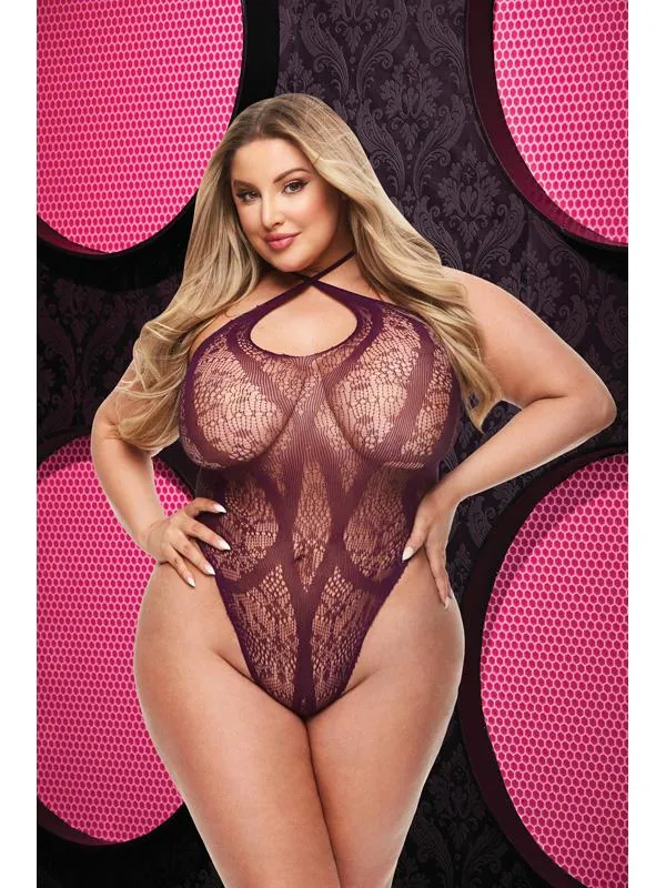 Lapdance Lingerie Vibrators CRISS CROSS LACE TEDDY PURPLE Q ENV