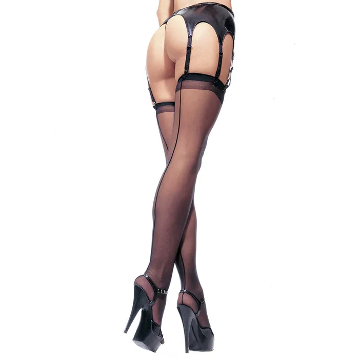 Leg Avenue Sheer Stockings Black UK 8 to 14 Leg Avenue Lingerie Anal