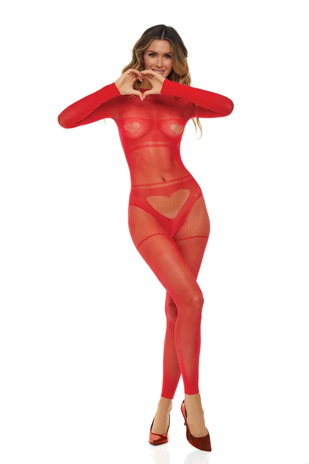 Mad Love Bodystocking One Size Red Rene Rofe Bodystockings Playsuits
