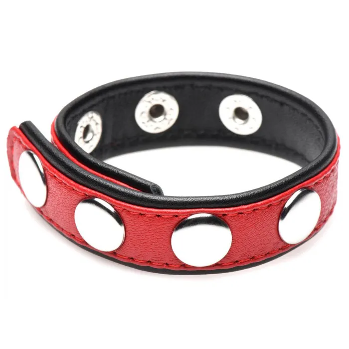 Male Sex Toys XR Brands Strict Cock Gear Leather Speed Snap Cock Ring Red