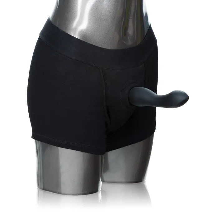 Mens Underwear CalExotics Packer Gear Boxer Brief Harness Mediumlarge Black
