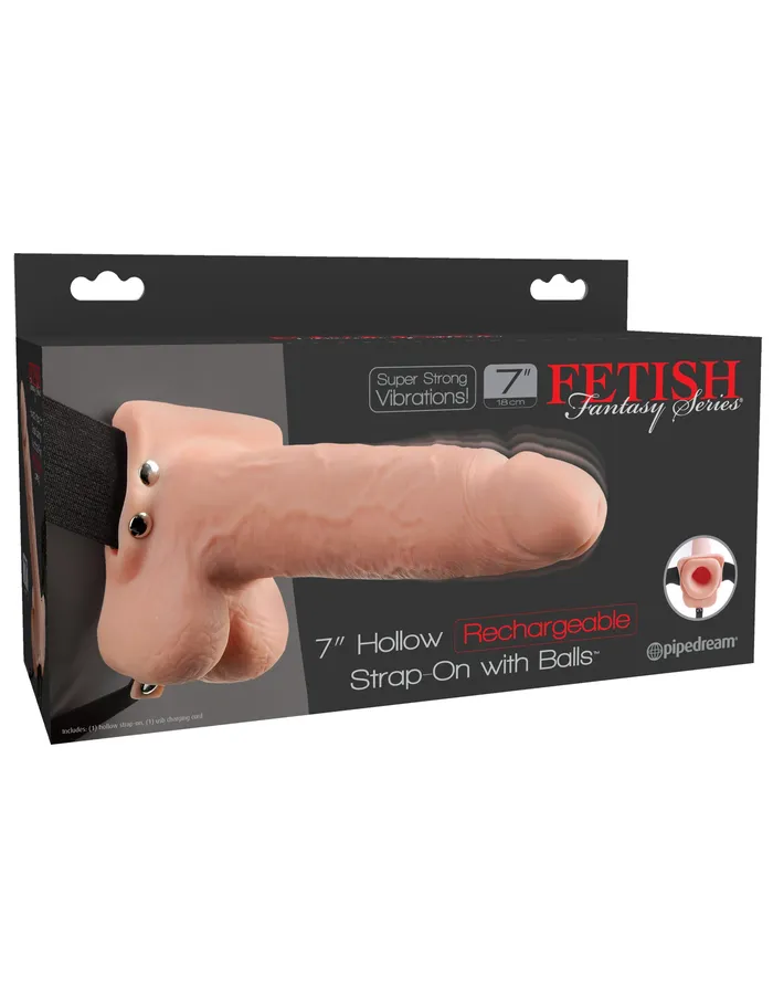 Pipedream Female Sex Toys Fetish Fantasy Series 7 Inch Hollow Rechargeable Strapon With Balls Flesh Pipedream Female Sex Toys Fetish Fantasy Series 7 Inch Hollow Rechargeable Strapon With Balls Flesh
