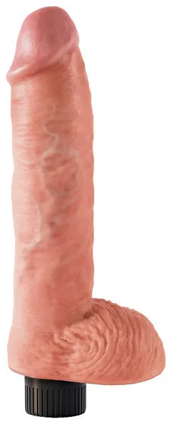 Pipedream Products Dildos King Cock 10 in Vibrating Cock with Balls Flesh