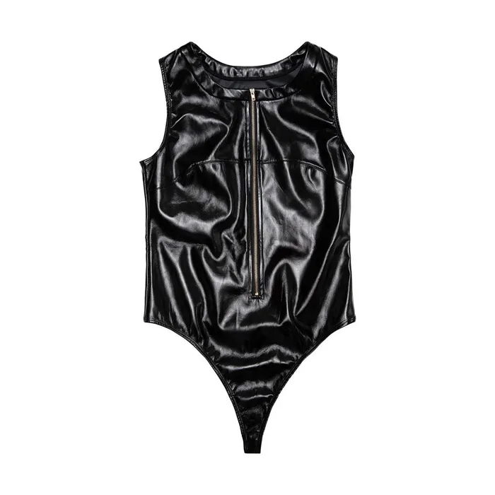 Playful Promises Hustler Maxine PVC HighNeck Zip Front Bodysuit Male Sex Toys