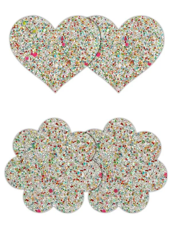 Pretty Pasties Heart and Flower Glow 2 Pair NS Novelties Vibrators