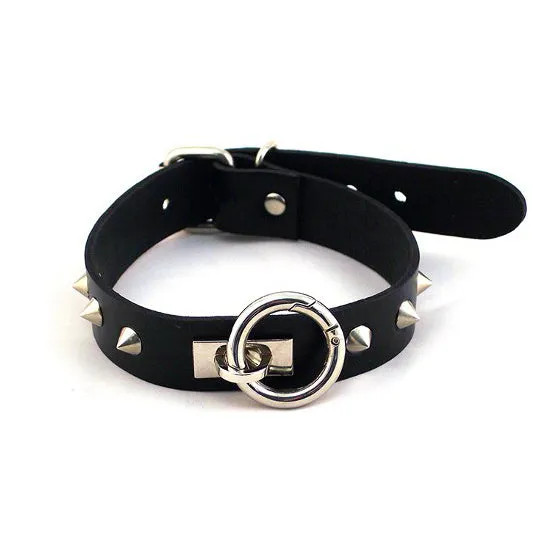 Rouge Garments Anal Rouge Garments ORing Thin Studded Collar Black