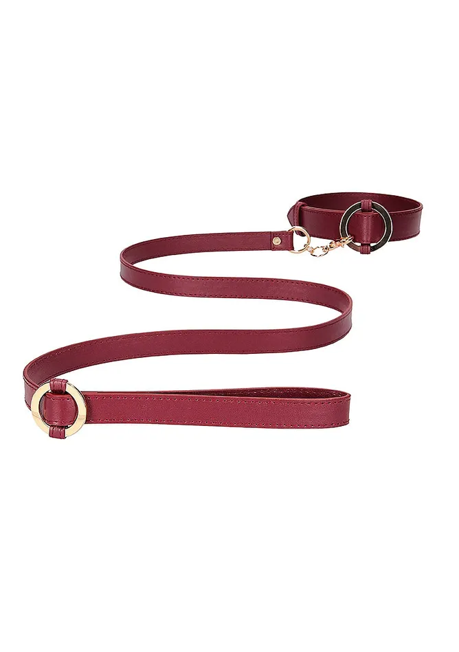 Shots Ouch Couples Ouch Halo Collar With Leash Burgundy