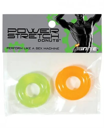 SI Novelties Male Sex Toys Power Stretch Donuts 2 Pack Orange and Green