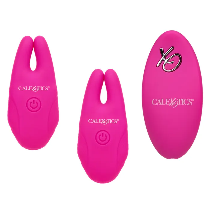 Silicone Remote Nipple Clamps Pink CalExotics Anal