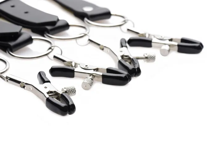 Spread Labia Spreader Straps With Clamps XR Brands Master Series Male Sex Toys Spread Labia Spreader Straps With Clamps XR Brands Master Series Male Sex Toys