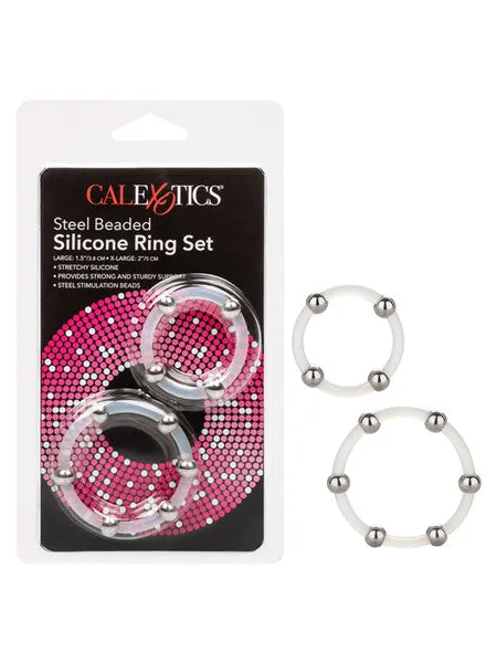 Steel Beaded Silicone Ring Set CalExotics Male Sex Toys