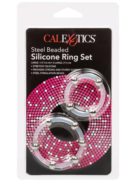 Steel Beaded Silicone Ring Set CalExotics Male Sex Toys