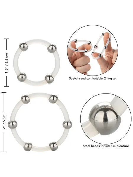 Steel Beaded Silicone Ring Set CalExotics Male Sex Toys
