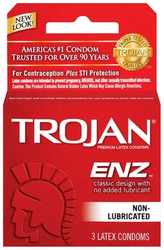 Trojan Condoms Enhancers Trojan Enz NonLubricated Condoms 3 Pack