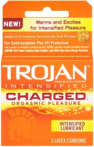 Trojan Intensified Charged Orgasmic Pleasure Condoms 3 Pack Trojan Condoms Vibrators Trojan Intensified Charged Orgasmic Pleasure Condoms 3 Pack Trojan Condoms Vibrators