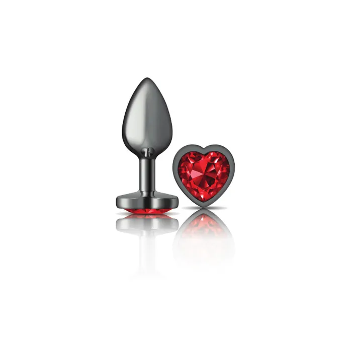 Viben Anal Cheeky CharmsGunmetal Metal Butt Plug HeartDark RedSmall