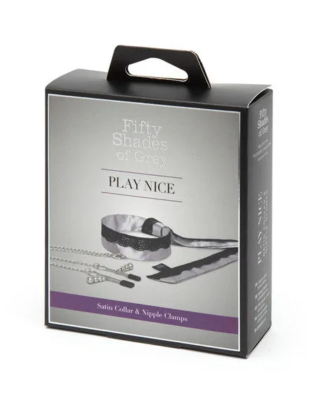 Vibrators Lovehoney Fifty Shades of Grey Play Nice Satin and Lace Collar and Nipple Clamps