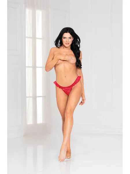 Vibrators Seven Til Midnight Lace Ruffle Thong 11145 Red L H