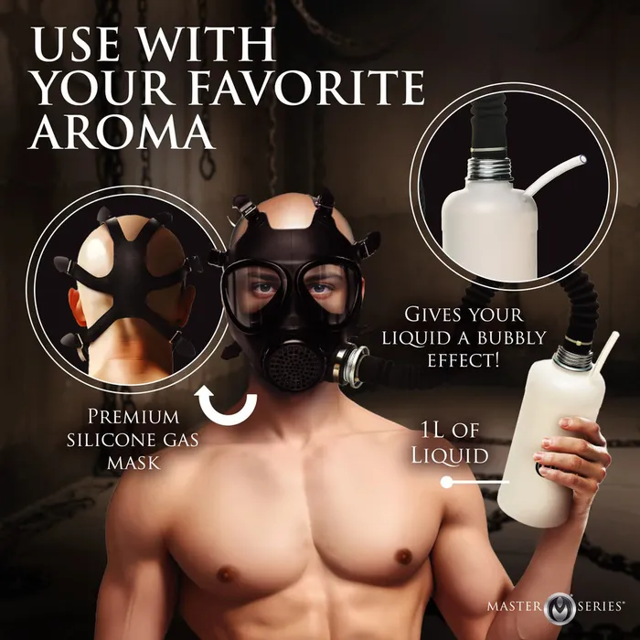 XR Brands Male Sex Toys Master Series Inhaler Gas Mask With Bottle